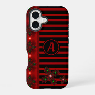 Artdeco Flowers in Retro Style with monogram iPhone 16 Case