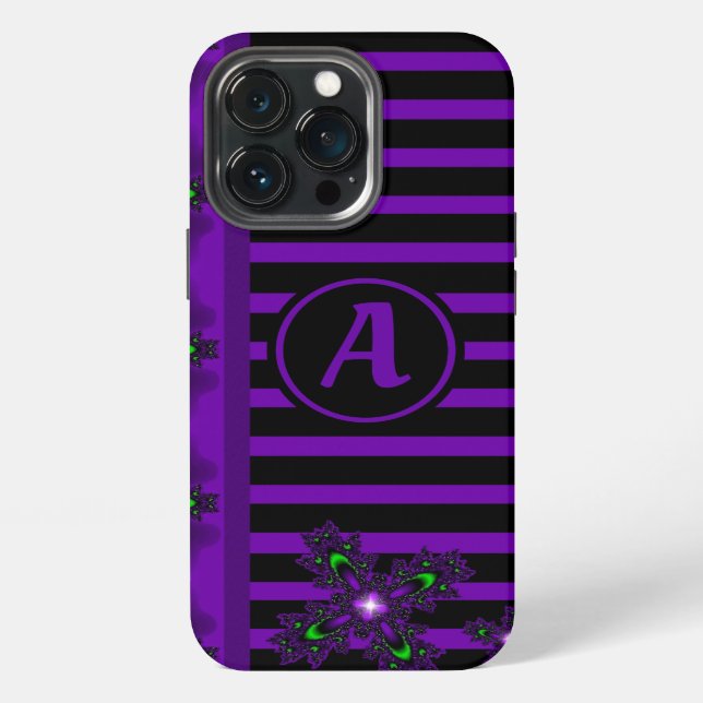 Artdeco Flowers in Retro Style with monogram iPhone Case (Back)