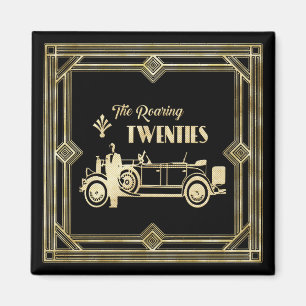 ArtDeco The Roaring Twenties Black Gold Gatsby Car Magnet