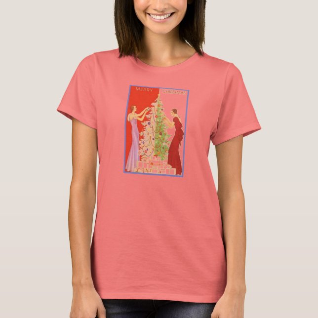 ArtDecoLadiesChristmas-WomensBells3/4SleeveV-NeckT T-Shirt (Front)