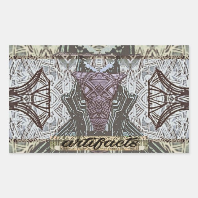 artefacts dogfaced masked guide rectangular sticker (Front)