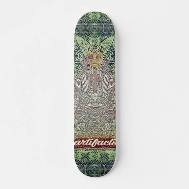 artefacts - green wiseman test deck skateboard (Front)