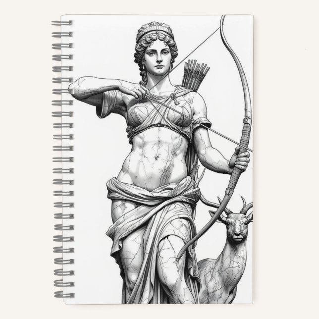 Artemis Goddess Mythology Line Art Notebook (Front)