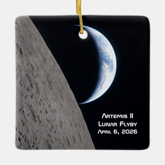 Artemis II Lunar Flyby Ceramic Ornament (Front)