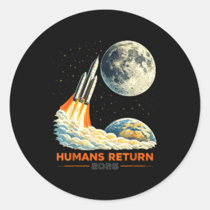Artemis ii moon mission 2026 humans return retro classic round sticker