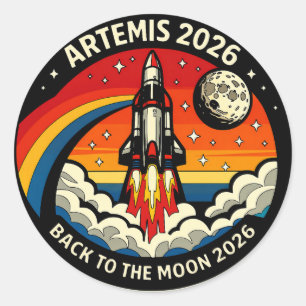 Artemis II Moon Mission 2026 Poster   NASA Rocket  Classic Round Sticker