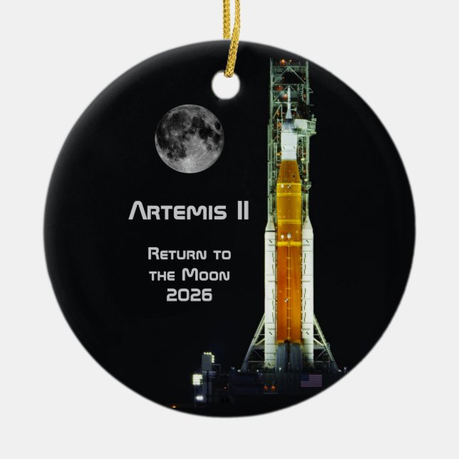 Artemis II Moon Mission Ceramic Tree Decoration (Front)