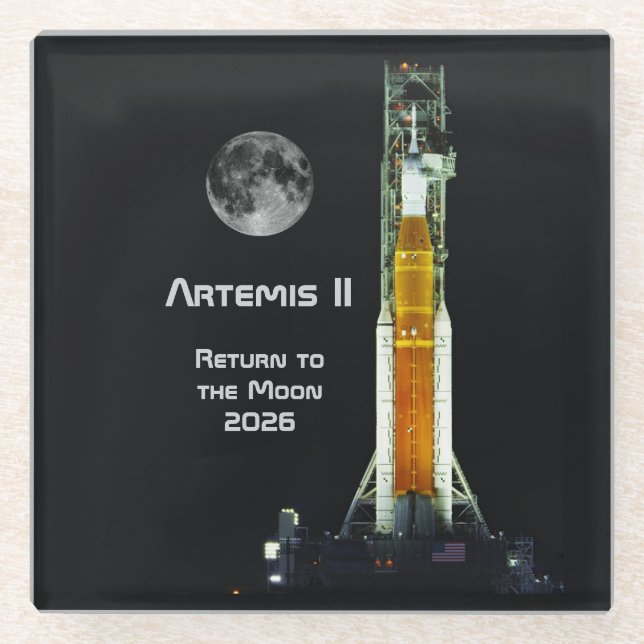 Artemis II Moon Mission Glass Coaster (Front)