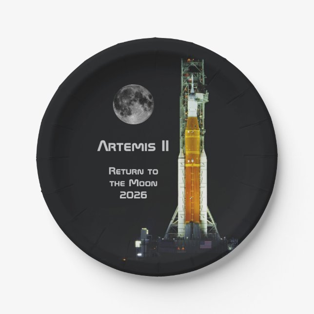 Artemis II Moon Mission Paper Plate (Front)