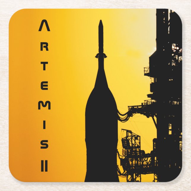 Artemis II to Launch Pad Square Paper Coaster (Front)