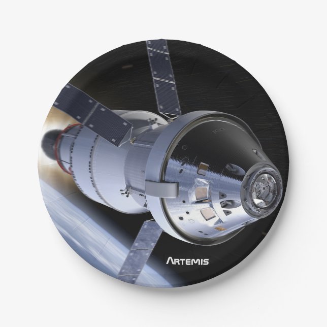 Artemis Orion SLS Moon Mission Paper Plate (Front)