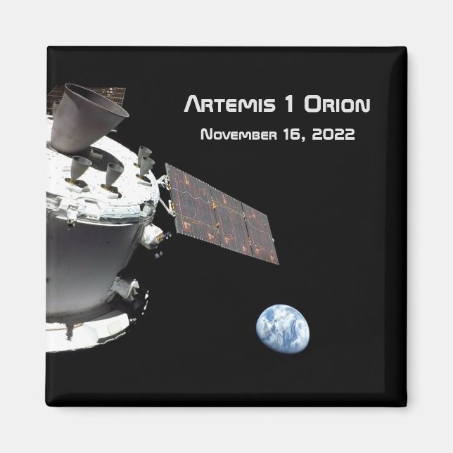 Artemis Orion Spacecraft Blue Marble Button Magnet (Front)