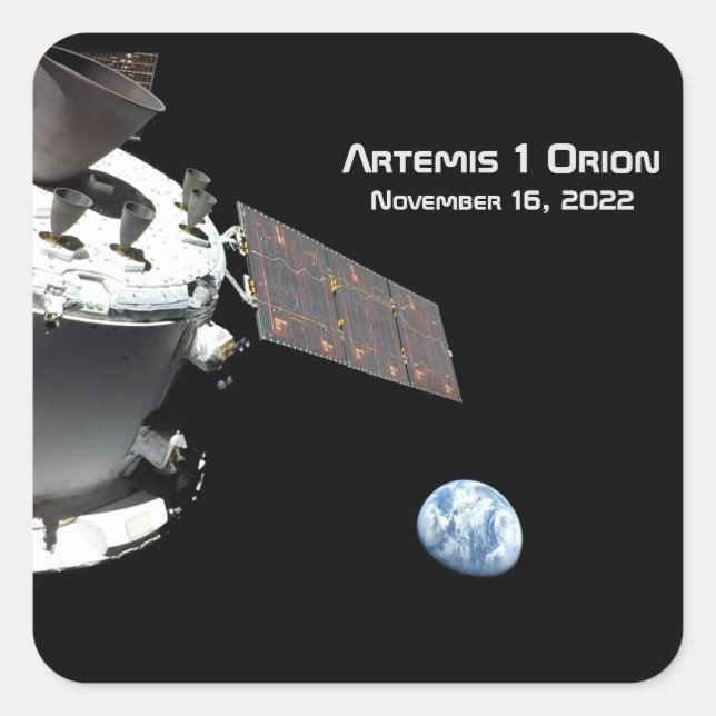 Artemis Orion Spacecraft Blue Marble Square Sticker (Front)