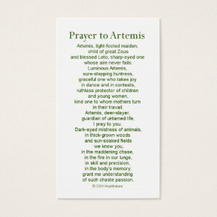 Artemis Prayer Card