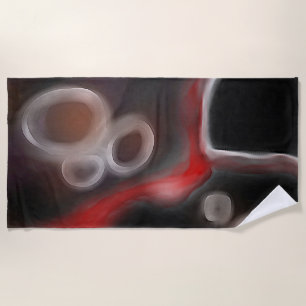 Arterial Motif: Abstract Black, White & Red Beach Towel
