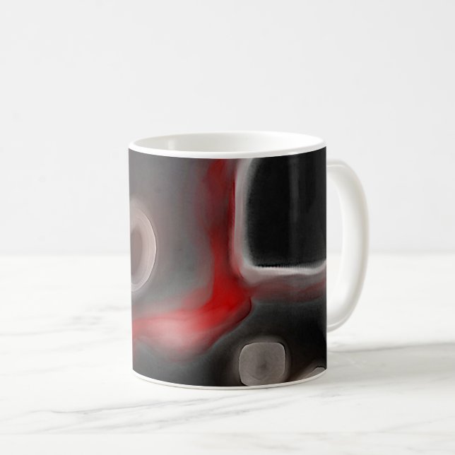Arterial Motif: Abstract Black, White & Red Coffee Mug (Front Right)