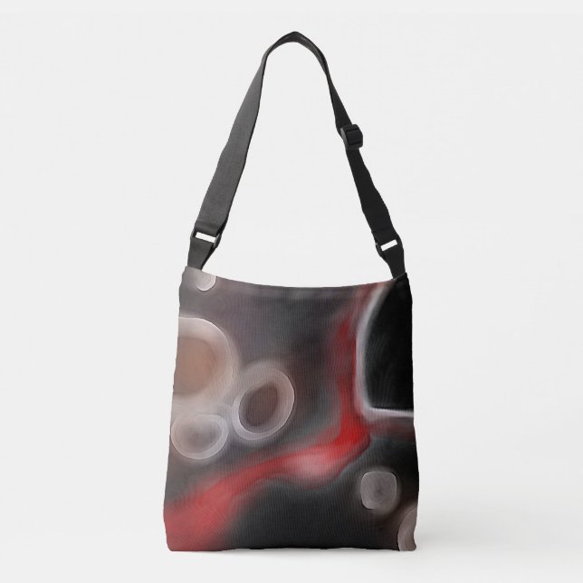 Arterial Motif: Abstract Black, White & Red Crossbody Bag (Front)