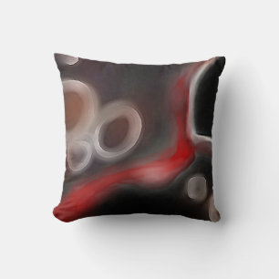 Arterial Motif: Abstract Black, White & Red Cushion