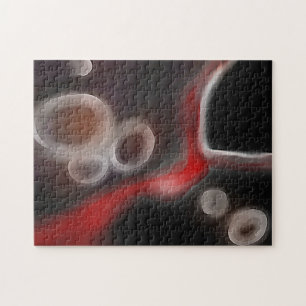 Arterial Motif: Abstract Black, White & Red Jigsaw Puzzle
