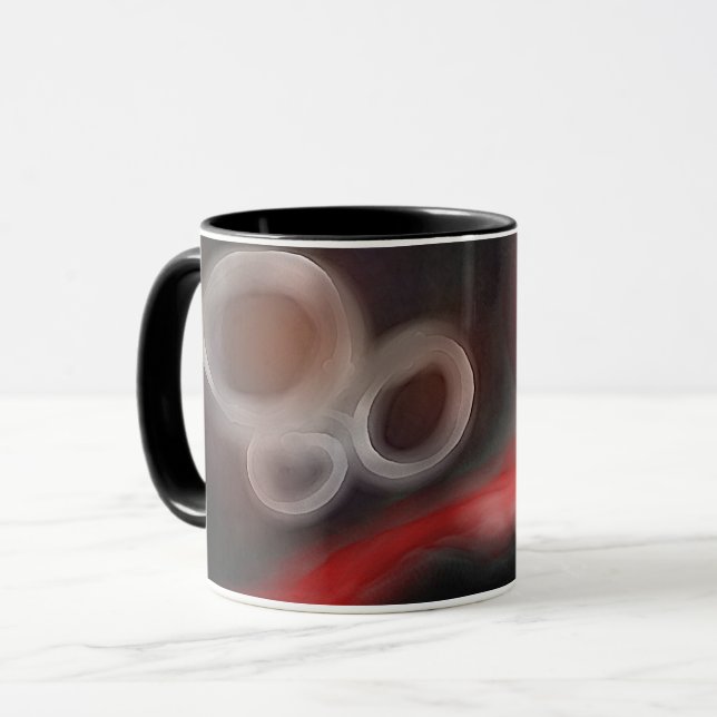 Arterial Motif: Abstract Black, White & Red Mug (Front Left)