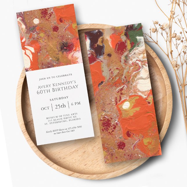 Artful Abstract Boho Colourful 60th Birthday Party Invitation (Celebrate a special milestone birthday in style with an artful invitation in contemporary abstracts.)