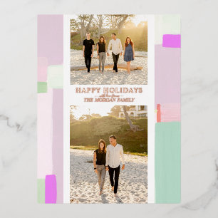 Artful Christmas Holiday Photo Foil Greeting Card