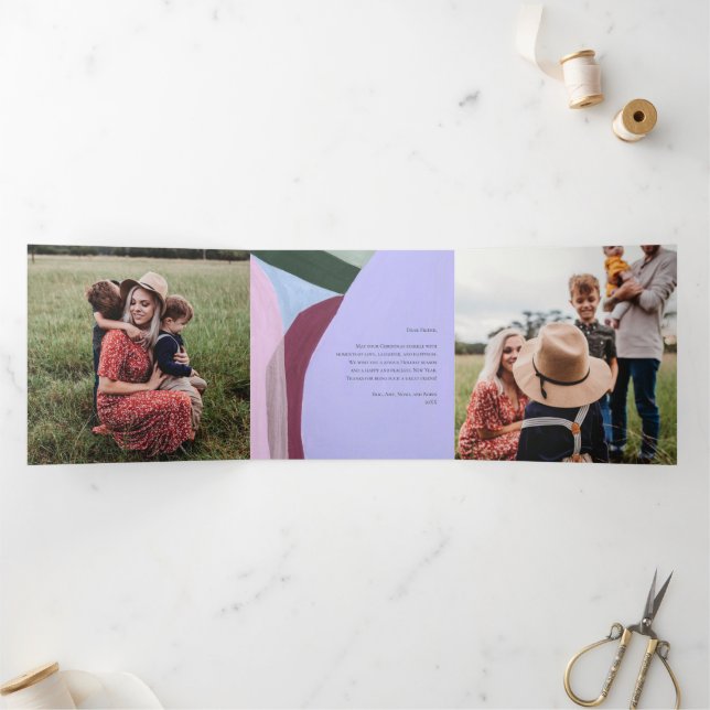 Artful Christmas Holiday Photo Greeting Card (Inside)