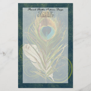 Artful Detail Peacock Feather Stationery