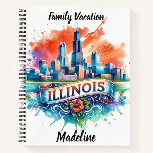 Artful Illinois skyline depiction Notebook