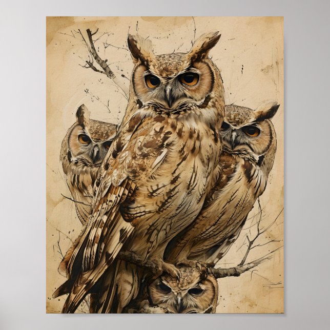 Artful Owls Vintage Poster (Front)