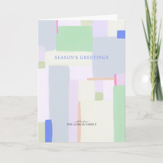 Artful Pastel Christmas Holiday Greeting Card (Front)
