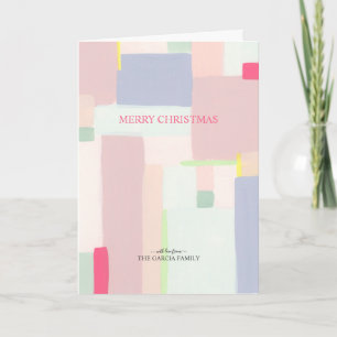 Artful Pastel Merry Christmas Holiday Greeting Card