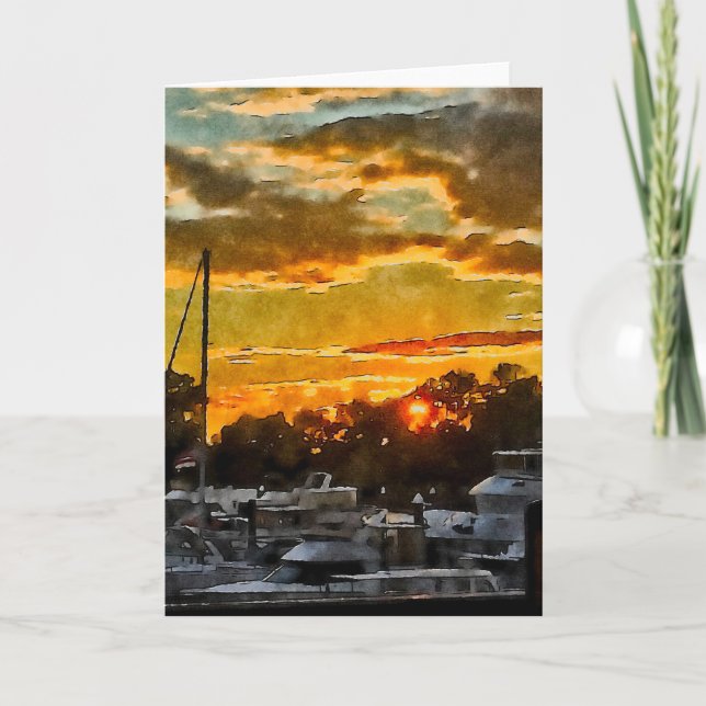 Artful Potomac River Sunset Card (Front)
