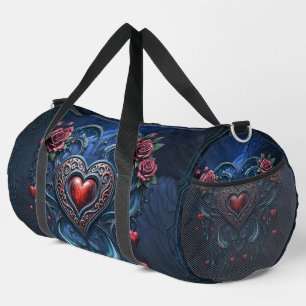 Artfully designed gothic heart duffle bag