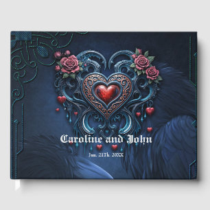 Artfully designed gothic heart guest book