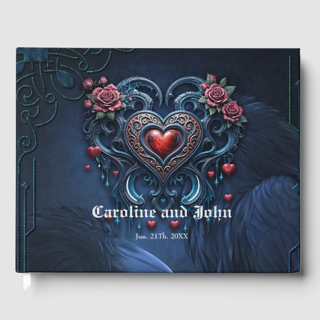 Artfully designed gothic heart  guest book (Front)