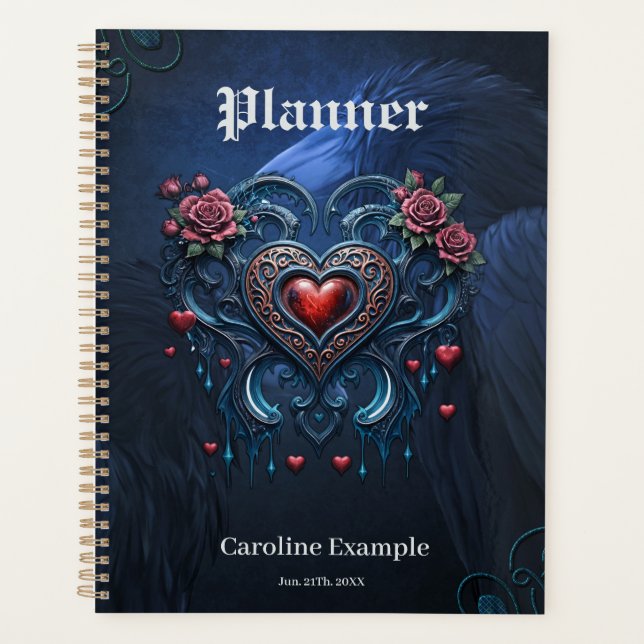 Artfully designed gothic heart  planner (Front)