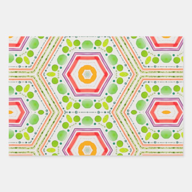 Artgul hexagon watercolor wrapping paper sheet (Front)