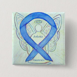 Arthritis Awareness Blue Ribbon Angel Custom Pin