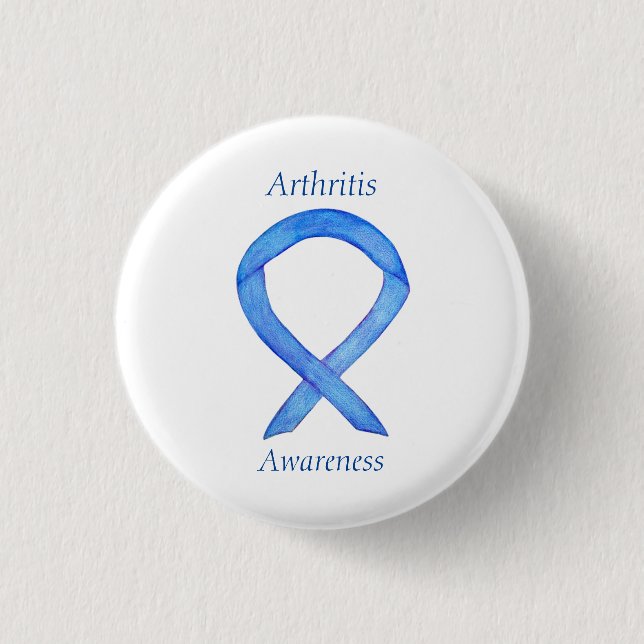 Arthritis Awareness Blue Ribbon Custom Pin (Front)
