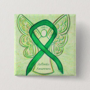 Arthritis Awareness Green Ribbon Angel Custom Pin