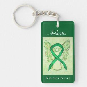 Arthritis Awareness Green Ribbon Angel Key Chain