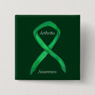 Arthritis Awareness Green Ribbon Custom Pin