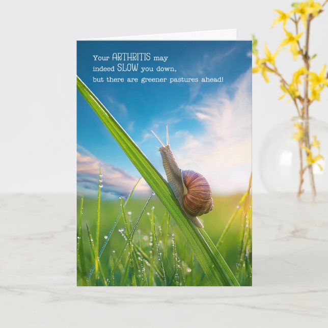 Arthritis Get Well Snail Pace Card (Yellow Flower)