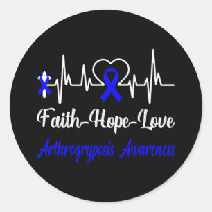 Arthrogryposis Awareness Heartbeat Christian Cross Classic Round Sticker