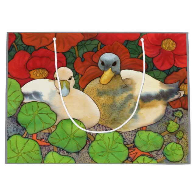 Arthur and Mabel Ducks and Nasturtiums Gift Bag (Front)
