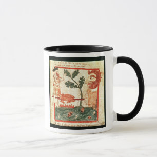 Arthur meets the giant roasting a pig on a mug