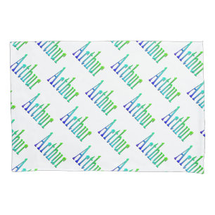 Arthur Name In Green And Blue, Pillowcase