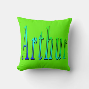 Arthur, Name, Logo, Lime Green Throw Cushion. Cushion