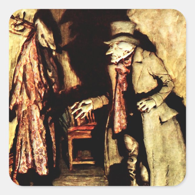 Arthur Rackham - A Christmas Carol - Grumpy Square Sticker (Front)